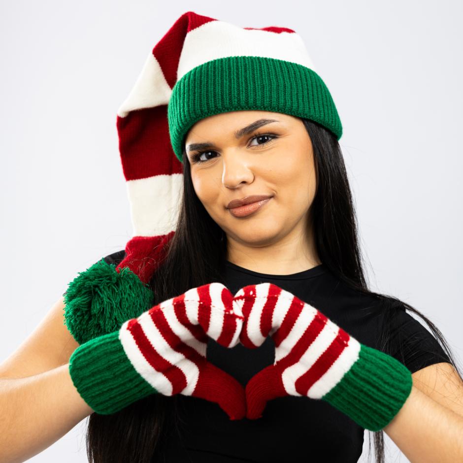 Knitted Santa mittens with soft lining inside