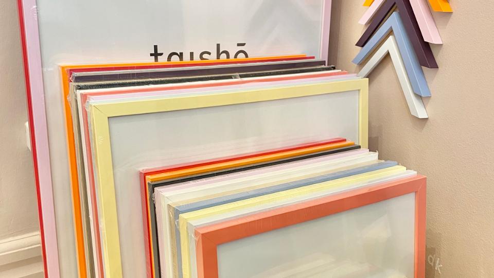 Colorful picture frames in various sizes