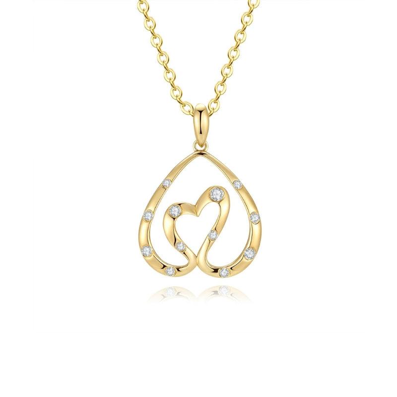 SWAN HEART diamond pendant 18k yellow gold
