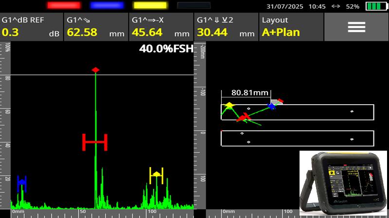 Ultrasonic testing gauge with integrated technical drawings improves the accuracy and safety of flaw detection in welds and metal structures.